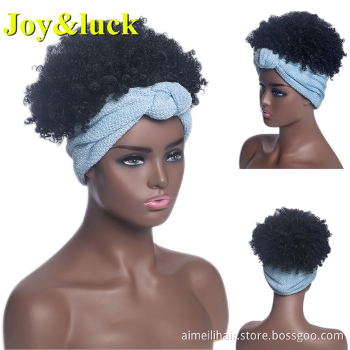 Scarf Wig Blue Hairband Wavy Ladies Hair Wholesale Natural Body Waves Headband Wigs for Black Women Synthetic Hair Wigs